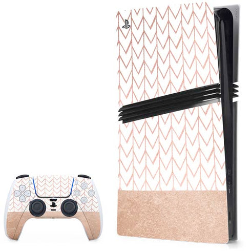 Rose Gold Herringbone PlayStation PS5 Skins