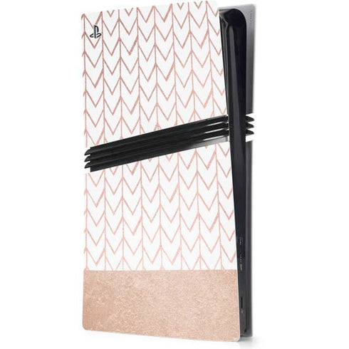 Rose Gold Herringbone PS5 Pro Console Skin