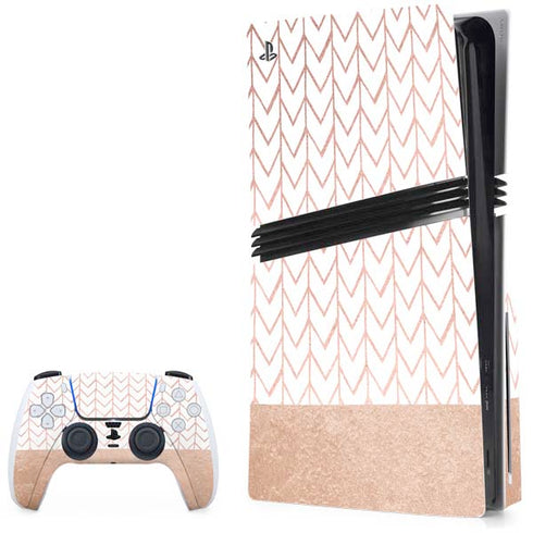 Rose Gold Herringbone PlayStation PS5 Skins