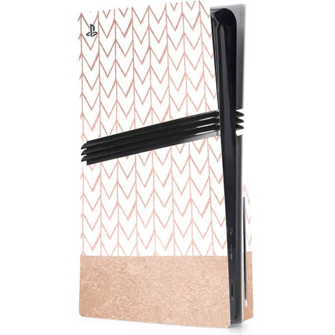Rose Gold Herringbone PS5 Pro Disk Console Skin