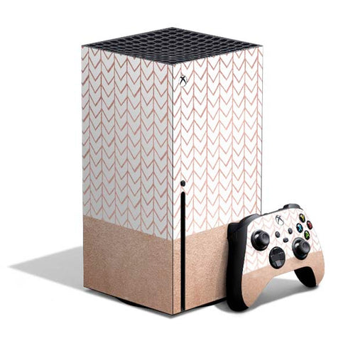 Rose Gold Herringbone Xbox Series X Bundle Skin