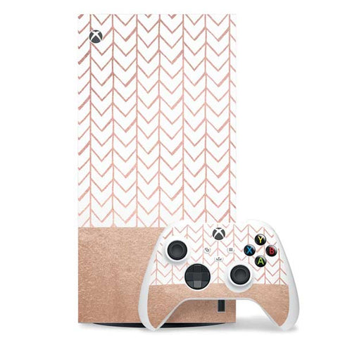 Rose Gold Herringbone Xbox Series X Skins