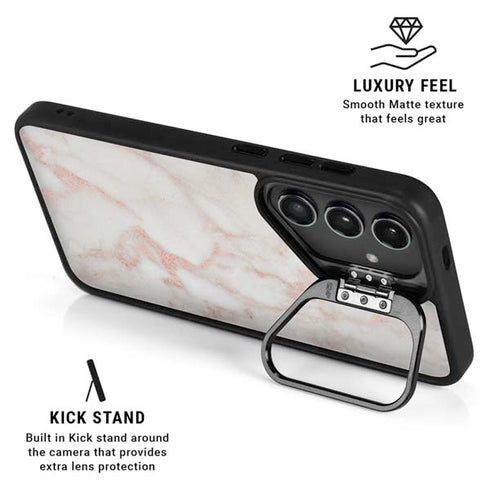 Rose Gold Marble Galaxy S25 Kickstand Case