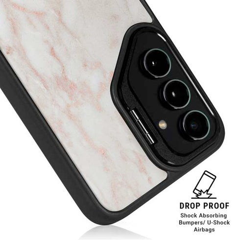 Rose Gold Marble Galaxy S25 Kickstand Case