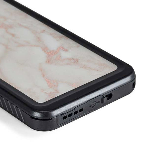 Rose Gold Marble Galaxy S24 Plus Waterproof Case