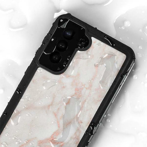 Rose Gold Marble Galaxy S24 Plus Waterproof Case