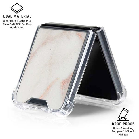 Rose Gold Marble Galaxy Z Flip6 Clear Case