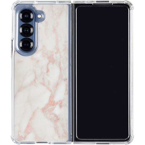 Rose Gold Marble Galaxy Z Fold7 Clear Case