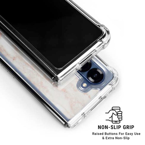 Rose Gold Marble Galaxy Z Fold7 Clear Case