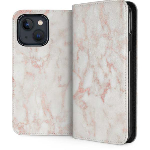 Rose Gold Marble iPhone 13 Folio Case