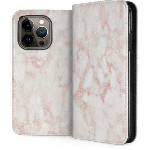 Rose Gold Marble iPhone 13 Pro Folio Case