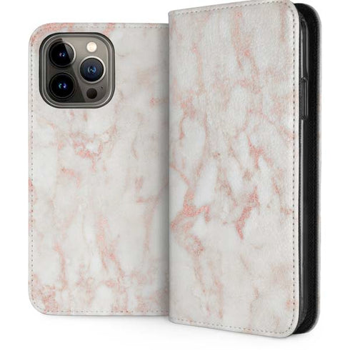 Rose Gold Marble iPhone 13 Pro Max Folio Case