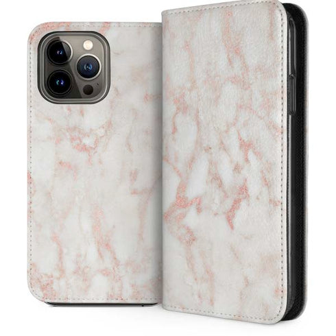 Rose Gold Marble iPhone 14 Pro Max Folio Case