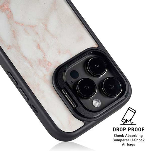 Rose Gold Marble iPhone 14 Pro Max Kickstand Case