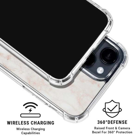 Rose Gold Marble iPhone 15 Clear Case