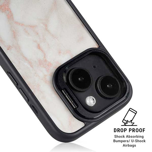 Rose Gold Marble iPhone 15 Plus Kickstand Case
