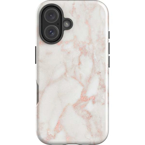 Rose Gold Marble iPhone 16 Impact Case