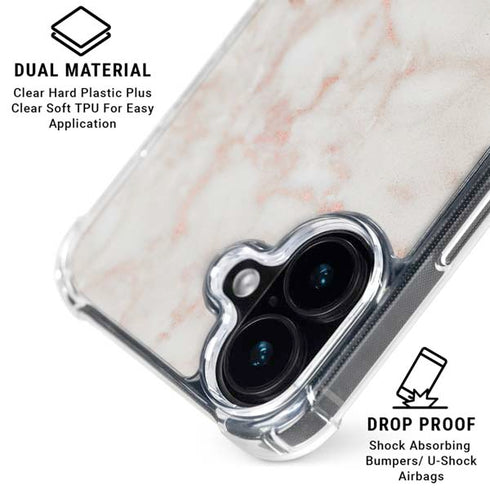 Rose Gold Marble iPhone 16 Plus Clear Case