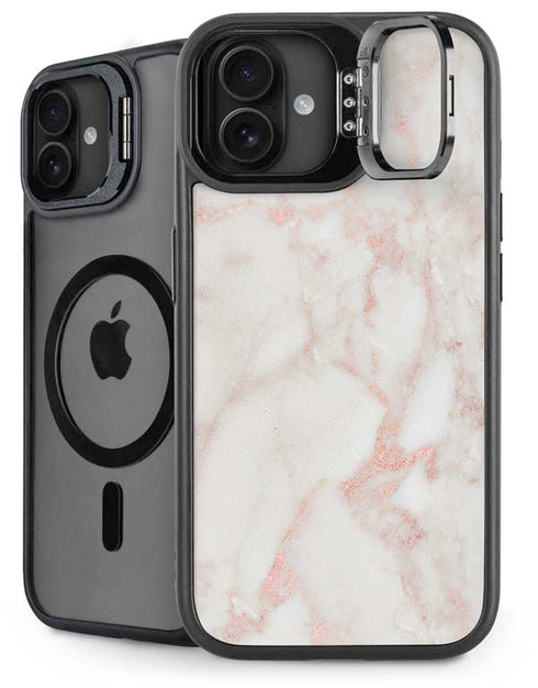 Rose Gold Marble iPhone 16 Plus Kickstand Case