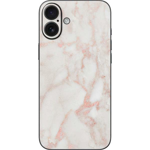 Rose Gold Marble iPhone 16 Plus Skin