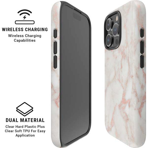 Rose Gold Marble iPhone 16 Pro Magsafe Impact Case