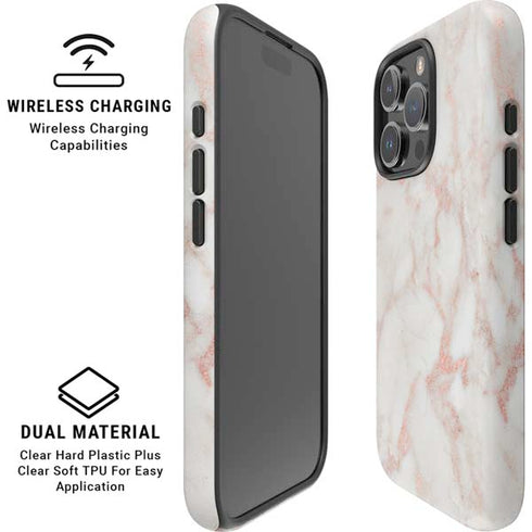 Rose Gold Marble iPhone 16 Pro Max Magsafe Impact Case