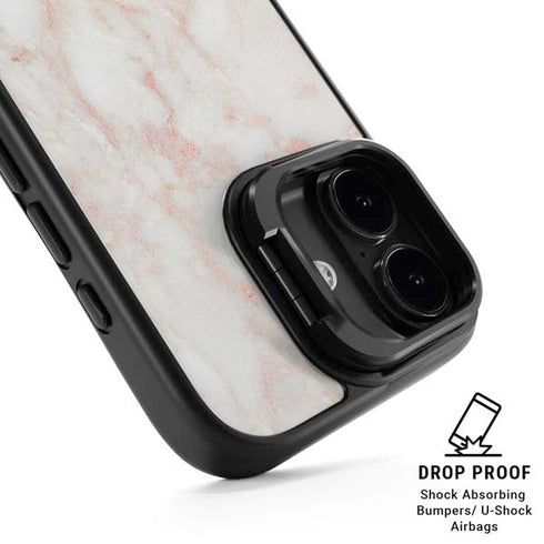 Rose Gold Marble iPhone 17 Kickstand Case