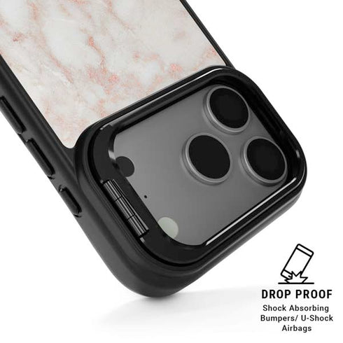 Rose Gold Marble iPhone 17 Pro Max Kickstand Case