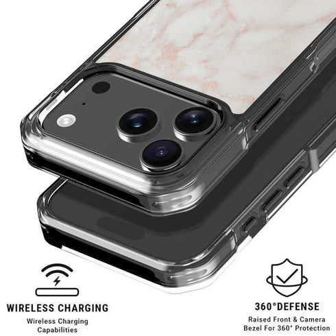 Rose Gold Marble iPhone 18 Pro Clear Case