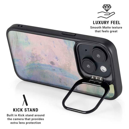 Rose Quartz & Serenity Abstract iPhone 15 Kickstand Case