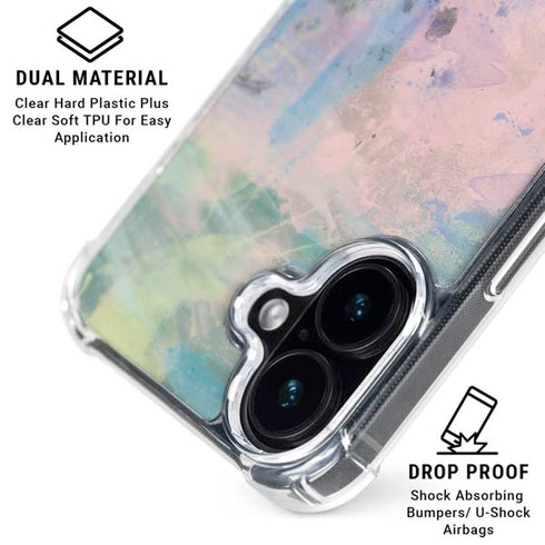 Rose Quartz & Serenity Abstract iPhone 16 Plus Clear Case