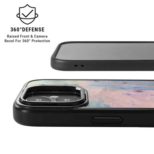 Rose Quartz & Serenity Abstract iPhone 17 Kickstand Case