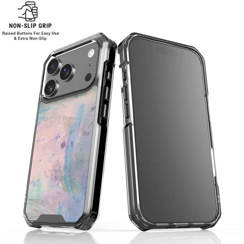 Rose Quartz & Serenity Abstract iPhone 17 Pro Clear Case