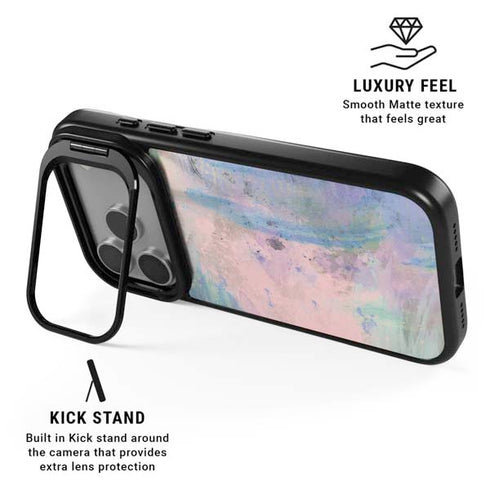 Rose Quartz & Serenity Abstract iPhone 17 Pro Kickstand Case