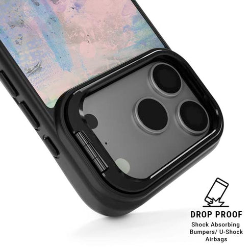 Rose Quartz & Serenity Abstract iPhone 17 Pro Kickstand Case