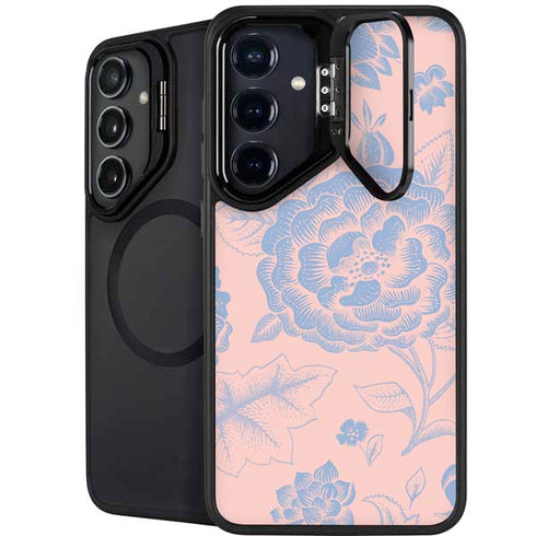 Rose Quartz & Serenity Floral Galaxy S25 Kickstand Case
