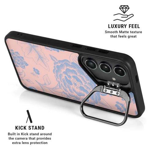Rose Quartz & Serenity Floral Galaxy S25 Kickstand Case
