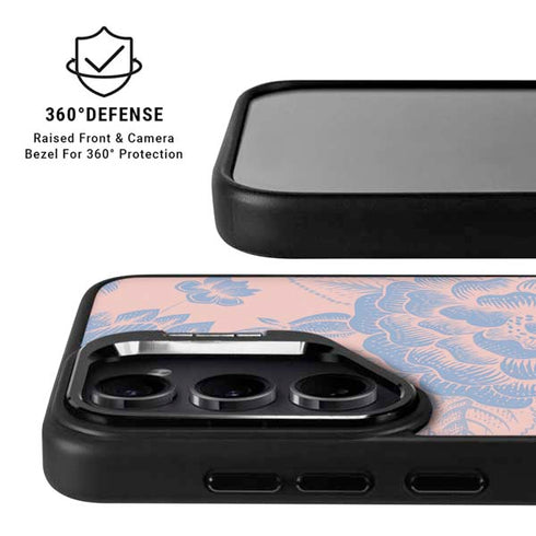 Rose Quartz & Serenity Floral Galaxy S25 Kickstand Case