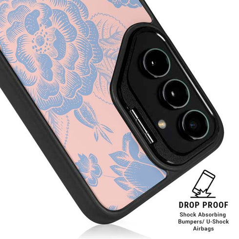 Rose Quartz & Serenity Floral Galaxy S25 Kickstand Case