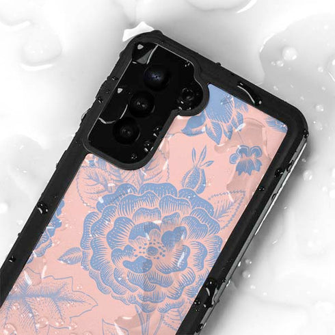 Rose Quartz & Serenity Floral Galaxy S24 Plus Waterproof Case