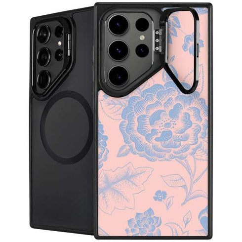 Rose Quartz & Serenity Floral Galaxy S25 Ultra Kickstand Case