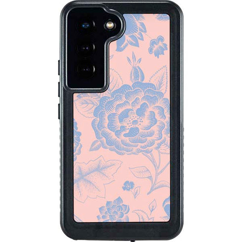 Rose Quartz & Serenity Floral Galaxy S24 Waterproof Case