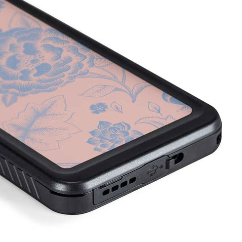 Rose Quartz & Serenity Floral Galaxy S24 Waterproof Case
