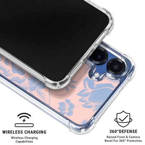Rose Quartz & Serenity Floral Galaxy S25 Clear Case