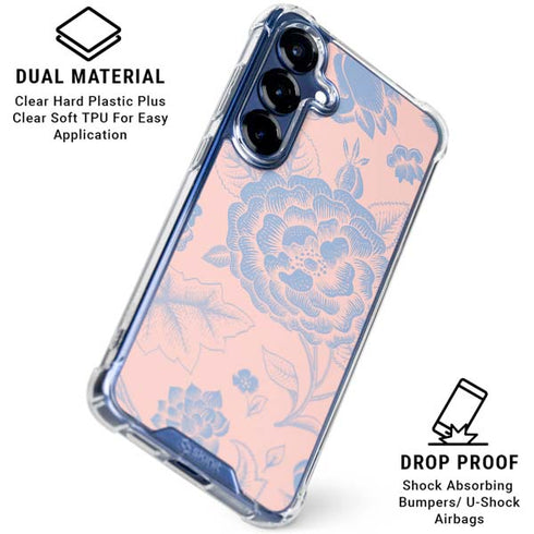 Rose Quartz & Serenity Floral Galaxy S25 Clear Case