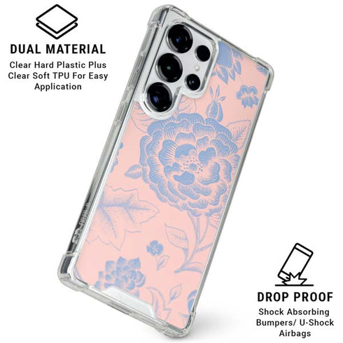 Rose Quartz & Serenity Floral Galaxy S26 Ultra Clear Case