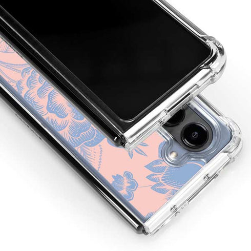 Rose Quartz & Serenity Floral Galaxy Z Fold5 5G Clear Case