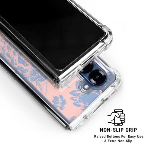 Rose Quartz & Serenity Floral Galaxy Z Fold6 Clear Case