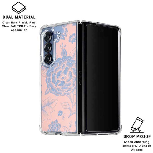 Rose Quartz & Serenity Floral Galaxy Z Fold7 Clear Case