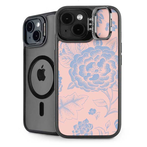 Rose Quartz & Serenity Floral iPhone 13 Kickstand Case